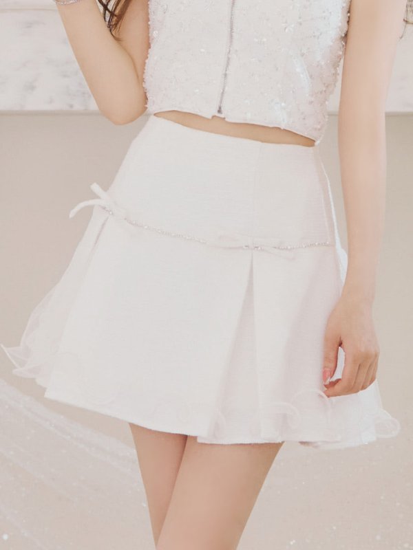 画像21: 【はんな/関西コレクション着用】XSサイズあり【ROBE de FLEURS/ローブドフルール】ラメツイード/ リボンチュール/ ドリーミー/ フレア/ ミニドレス/ キャバドレス[OF08] (21)