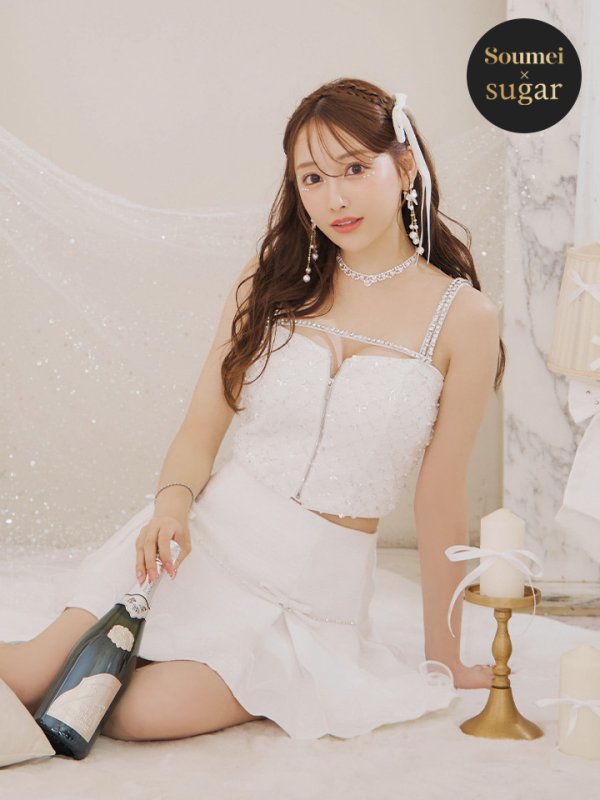 画像5: 【はんな/関西コレクション着用】XSサイズあり【ROBE de FLEURS/ローブドフルール】ラメツイード/ リボンチュール/ ドリーミー/ フレア/ ミニドレス/ キャバドレス[OF08] (5)