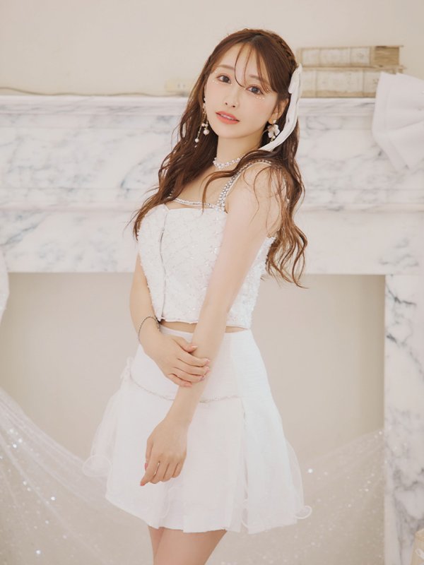 画像12: 【はんな/関西コレクション着用】XSサイズあり【ROBE de FLEURS/ローブドフルール】ラメツイード/ リボンチュール/ ドリーミー/ フレア/ ミニドレス/ キャバドレス[OF08] (12)