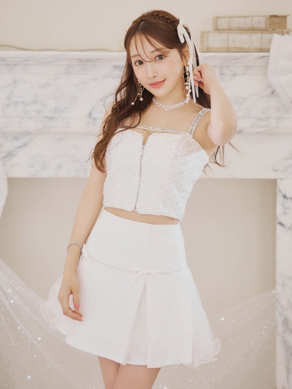 画像13: 【はんな/関西コレクション着用】XSサイズあり【ROBE de FLEURS/ローブドフルール】ラメツイード/ リボンチュール/ ドリーミー/ フレア/ ミニドレス/ キャバドレス[OF08] (13)