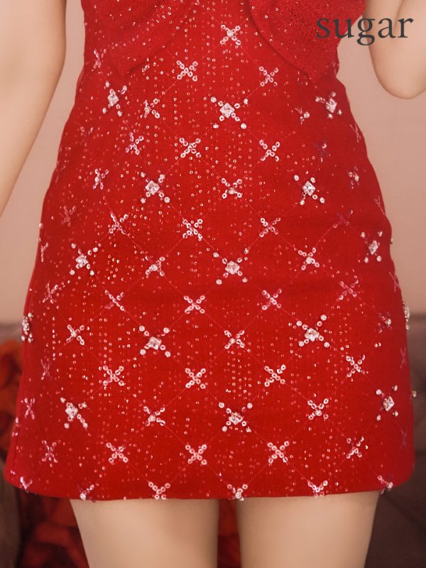 画像33: XSサイズあり【ROBE de FLEURS/ローブドフルール】ビッグリボン/ スパンコール/ ツイード/ キャミソール/ タイト/ ミニドレス/ キャバドレス[OF08] (33)