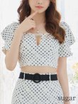 画像10: XSサイズあり【ROBE de FLEURS/ローブドフルール】ベルトデザイン/ パフスリーブ/ ドット/ タイト/ セットアップ/ ミニドレス/ キャバドレス[OF2] (10)