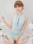 画像6: XSサイズあり【ROBE de FLEURS/ローブドフルール】 セットアップ/ フロントゴールド/ ボタン/ ノースリーブ/ リボン/ ツイード/ フレア/ ミニドレス/ キャバドレス[OF2] (6)