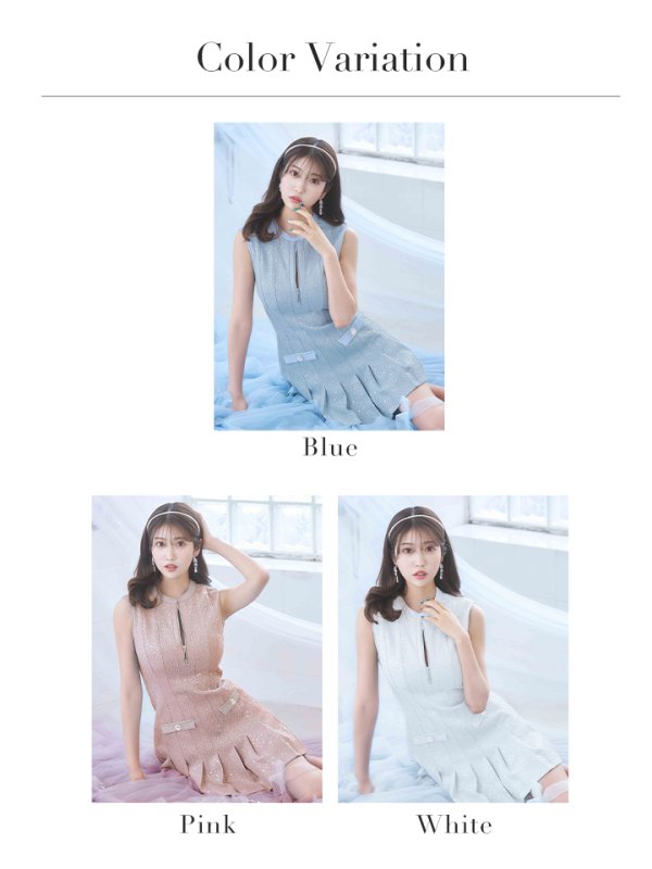 画像29: XSサイズあり【ROBE de FLEURS/ローブドフルール】ノースリーブ/ バストジッパー/ スパンコール/ プリーツ/ フレア/ ミニドレス/ キャバドレス[OF08] (29)