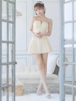 画像2: XSサイズあり【ROBE de FLEURS/ローブドフルール】 セットアップ/ キャミソール/ビジュー/ リボン/ フロントジップ/ ツイード/ フレア/ ミニドレス/ キャバドレス[OF2] (2)