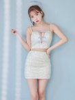 画像5: XSサイズあり【ROBE de FLEURS/ローブドフルール】フェザーレース/ ミニリボン/ セットアップ/ タイト/ ミニドレス/ キャバドレス[OF2] (5)