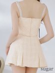 画像9: XSサイズあり【ROBE de FLEURS/ローブドフルール】スエードリボン/ チェックツイード/ ベルトデザイン/ フレア/ セットアップ/ ミニドレス/ キャバドレス[OF2] (9)