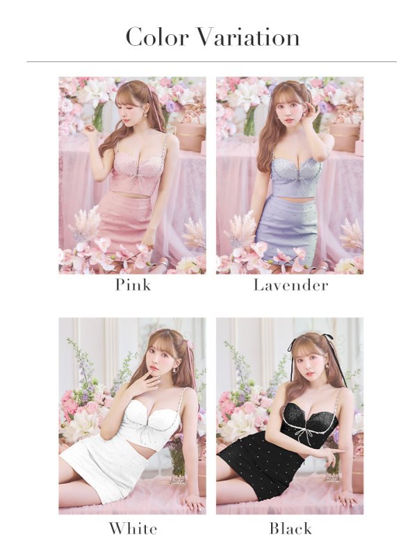 画像49: 【NENE/関西コレクション着用】sugarコラボカラー・XSサイズあり【ROBE de FLEURS/ローブドフルール】ビジューリボンライン/ スパーク/ セットアップ/ タイト/ ミニドレス/ キャバドレス[OF08] (49)