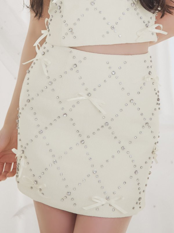 画像29: 【るな/関西コレクション着用】XSサイズあり【ROBE de FLEURS/ローブドフルール】サテンリボン/ ビジュー/ ガーリー/ セットアップ/ タイト/ ミニドレス/ キャバドレス[OF08] (29)