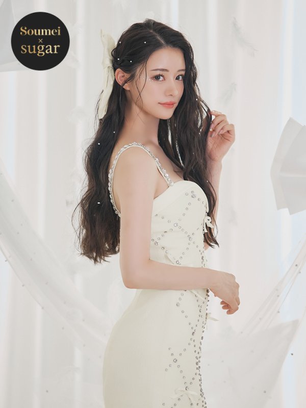 画像7: 【るな/関西コレクション着用】XSサイズあり【ROBE de FLEURS/ローブドフルール】サテンリボン/ ビジュー/ ガーリー/ セットアップ/ タイト/ ミニドレス/ キャバドレス[OF08] (7)