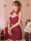 画像11: XSサイズあり【ROBE de FLEURS/ローブドフルール】ホルターネック/ リボン/ ラメ/ セットアップ/ タイト/ ミニドレス/ キャバドレス[OF2] (11)