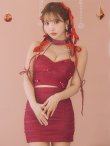 画像12: XSサイズあり【ROBE de FLEURS/ローブドフルール】ホルターネック/ リボン/ ラメ/ セットアップ/ タイト/ ミニドレス/ キャバドレス[OF2] (12)