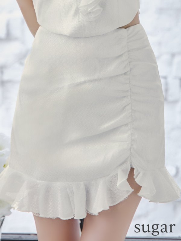 画像19: XSサイズあり【ROBE de FLEURS/ローブドフルール】ローズクロスネック/ サテン/ フリル/ タイト/ セットアップ/ ミニドレス/ キャバドレス[OF2] (19)