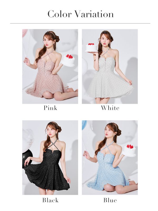 画像39: XSサイズあり【ROBE de FLEURS/ローブドフルール】ビジュー/ ホルター/ ラメニット/ フレア/ ミニドレス/ キャバドレス[OF08]【一部予約商品/1月中旬発送予定】 (39)