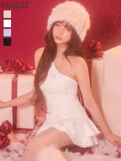 【ROBE de FLEURS/ローブドフルール】フラワーレース/ ホルターネック/ ティアード/ フレア/ ミニドレス/ キャバドレス