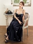 画像19: XSサイズあり【ROBE de FLEURS/ローブドフルール】サテン/ ビジュー/ フレア/ ミディアムドレス/ キャバドレス[OF2] (19)