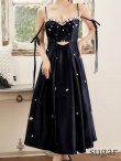 画像23: XSサイズあり【ROBE de FLEURS/ローブドフルール】サテン/ ビジュー/ フレア/ ミディアムドレス/ キャバドレス[OF2] (23)