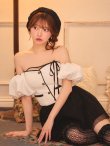 アイボリーxブラック　モデル：羽澄まり　身長：158cm　着用サイズ：Sサイズ
