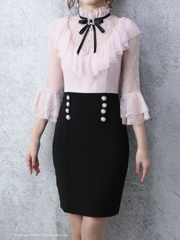 画像14: 【ANDY MAGAZINE VOL.20 COLLECTION 05】リボンブローチ/ ボタンデザイン/ レース/タイト/ ミニドレス/ キャバドレス[OF05] (14)