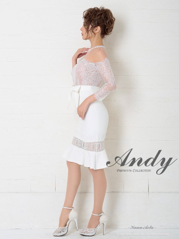 画像3: 【Andy ANDY Fashion Press 07 COLLECTION 08】七分袖/ 長袖 / 袖あり/ オフショル/ マーメイド/ レース/ タイト/ ミニドレス/ キャバドレス[OF05] (3)