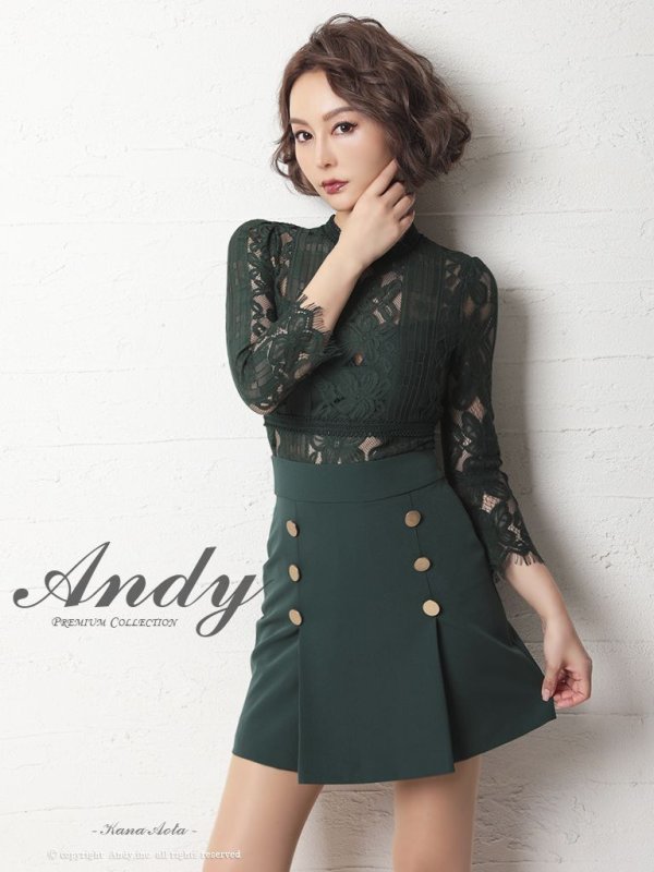 画像42: 【Andy ANDY Fashion Press 09 COLLECTION 05】フラワーレース/ ゴールドボタンデザイン/ 七分袖/ 長袖/ 袖あり/ プリーツ/ ミニドレス/ キャバドレス[OF05] (42)