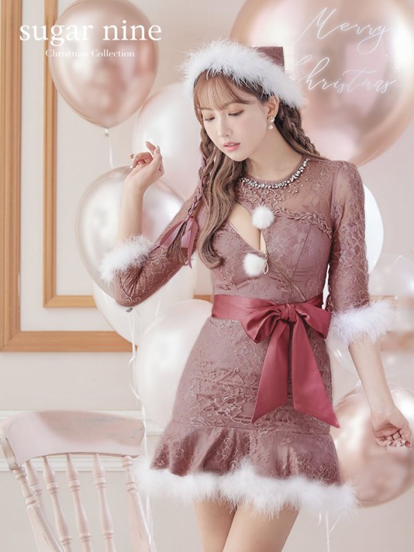 画像11: 【ノベルティ対象】【即日発送】ROBE de FLEURS Glossy x sugar コラボドレスサンタ【sugar nine サンタコス 5点セット】【S-Mサイズ/2カラー】【OF08】 (11)