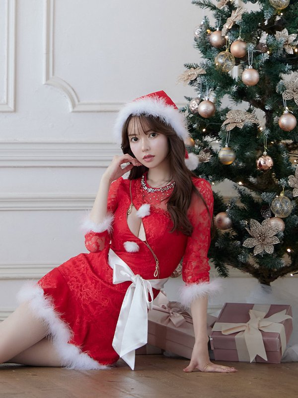 画像8: 【ノベルティ対象】【即日発送】ROBE de FLEURS Glossy x sugar コラボドレスサンタ【sugar nine サンタコス 5点セット】【S-Mサイズ/2カラー】【OF08】 (8)