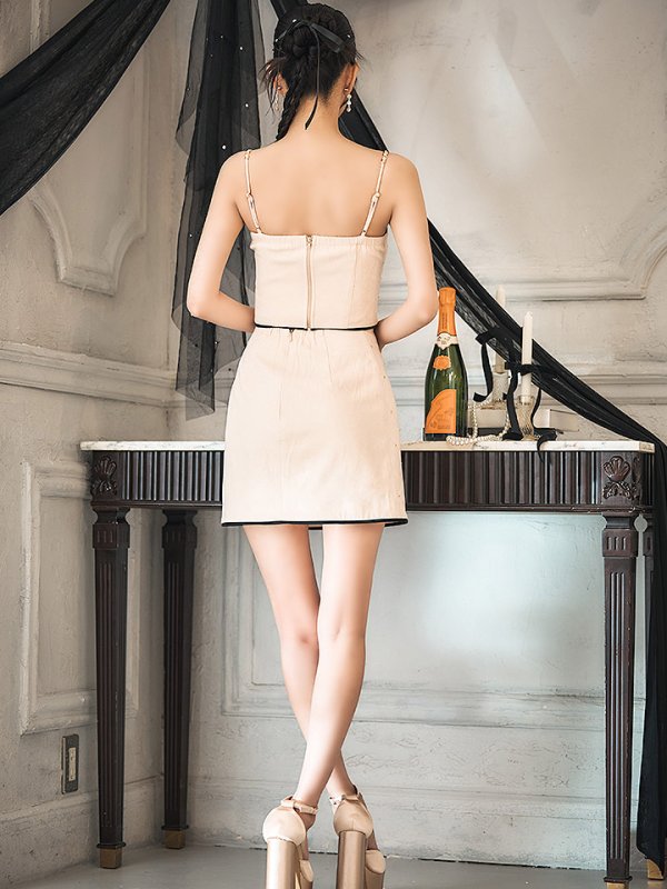 画像18: 【ゆりお/関西コレクション着用】XSサイズあり【Glossy/グロッシー】スタッズ/ キルティング/ フロントジップ/ 台形スカート/ セットアップ/ ミニドレス/ キャバドレス[OF08] (18)