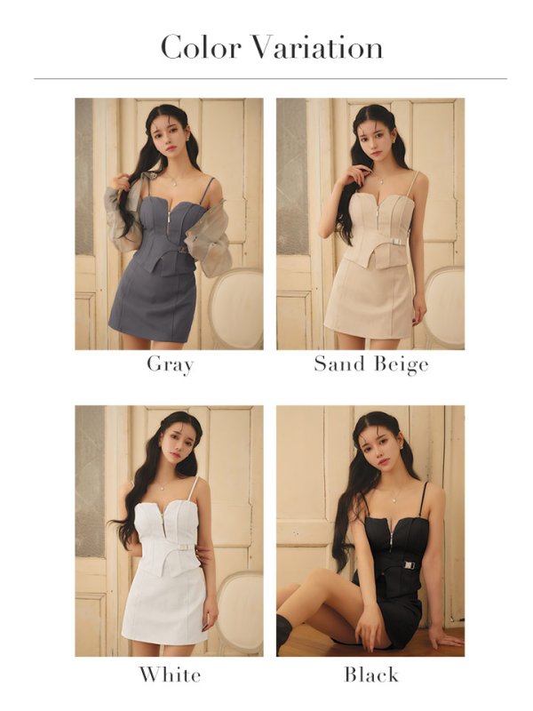 画像33: 【予約商品/1月下旬発送予定】XSサイズあり【Glossy/グロッシー】フロントジップ/ サイドベルト/ セットアップ/ タイト/ ミニドレス/ キャバドレス[OF08] (33)