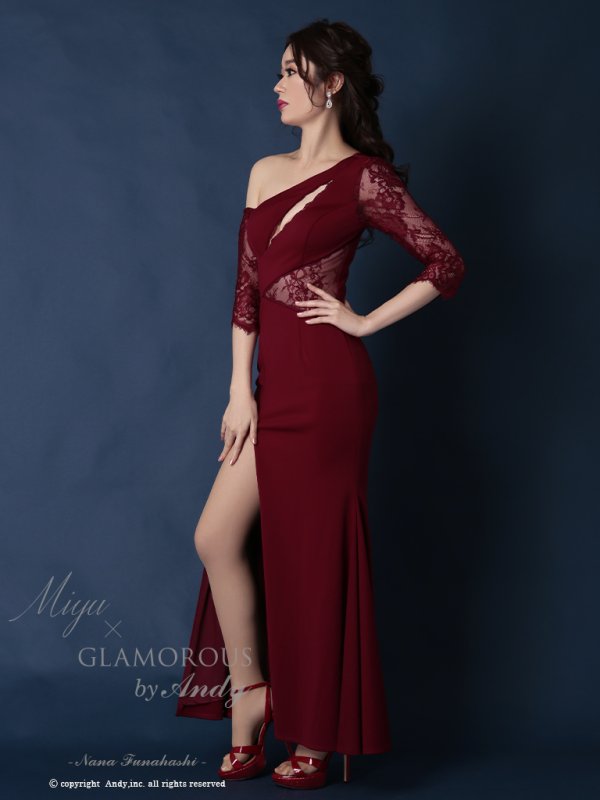 画像12: 【Miyu × GLAMOROUS by Andy COLLECTION 】ワンカラー/ バストカット/ストレッチ/ロングドレス /キャバドレス long[OF05] (12)