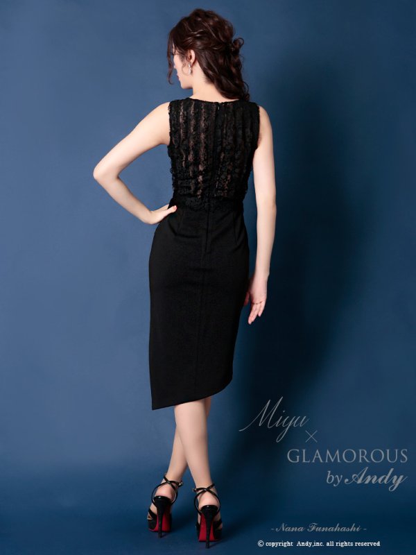 画像11: 【Miyu × GLAMOROUS by Andy COLLECTION】ワンカラー/ レース/ アシメスカート/ タイト/ ミニドレス / キャバドレス[FB03] (11)