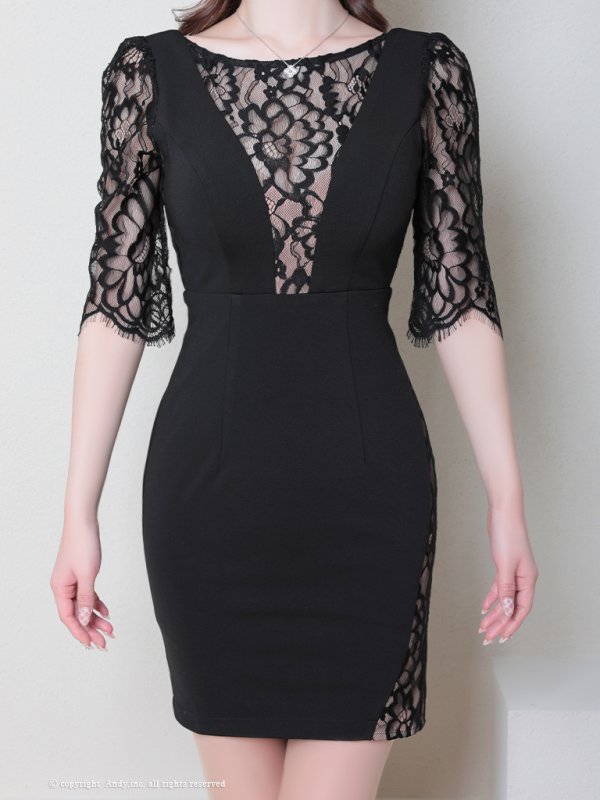 画像16: 【Miyu × GLAMOROUS by Andy 05 COLLECTION 03】七分袖/ 長袖/ 袖あり/ ストレッチ/ 切り替えデザイン/ タイト/ ミニドレス/ キャバドレス[FB03] (16)
