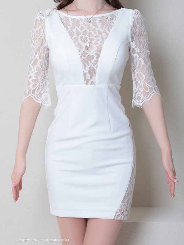 画像5: 【Miyu × GLAMOROUS by Andy 05 COLLECTION 03】七分袖/ 長袖/ 袖あり/ ストレッチ/ 切り替えデザイン/ タイト/ ミニドレス/ キャバドレス[FB03] (5)