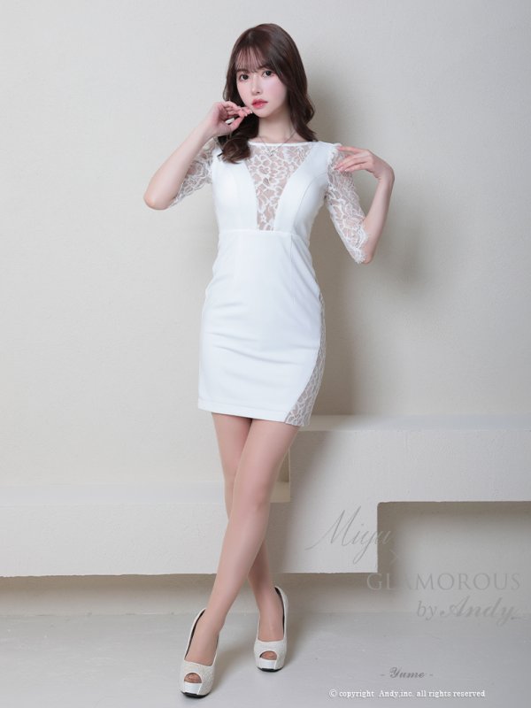 画像2: 【Miyu × GLAMOROUS by Andy 05 COLLECTION 03】七分袖/ 長袖/ 袖あり/ ストレッチ/ 切り替えデザイン/ タイト/ ミニドレス/ キャバドレス[FB03] (2)
