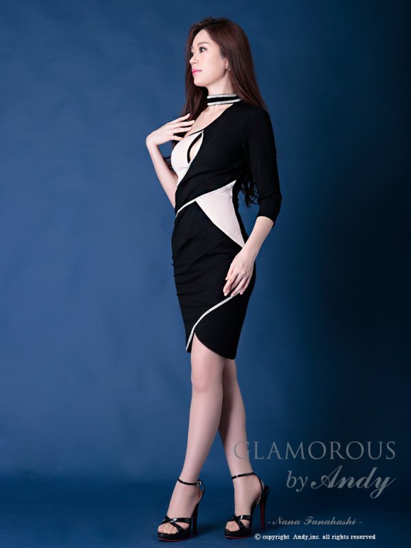 画像3: 【GLAMOROUS ANDY FASHION PRESS 01 COLLECTION 03】バイカラー/ ワンショル/ 袖あり/ タイトミニ/ ミニドレス/ キャバドレス[OF05] (3)