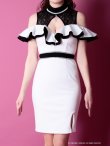 画像8: 【SALE】【Andy GLAMOROUS/アンディグラマラス】バイカラー/ オフショルダー/ ハイネック/ ストレッチ/ タイト/ ミニドレス / キャバドレス[FB03] (8)