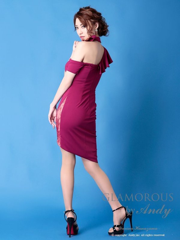 画像4: 【GLAMOROUS ANDY Fashion Press 05 COLLECTION 02】ワンカラー/ アシメデザイン/ シアー/ タイト/ ミニドレス / キャバドレス[OF05] (4)