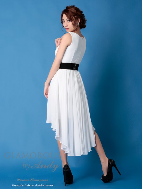画像16: 【Andy GLAMOROUS/アンディグラマラス】ワンカラー/ベルト/  シフォン/ ストレッチ/ テールカット/ キャバドレス[OF05] (16)