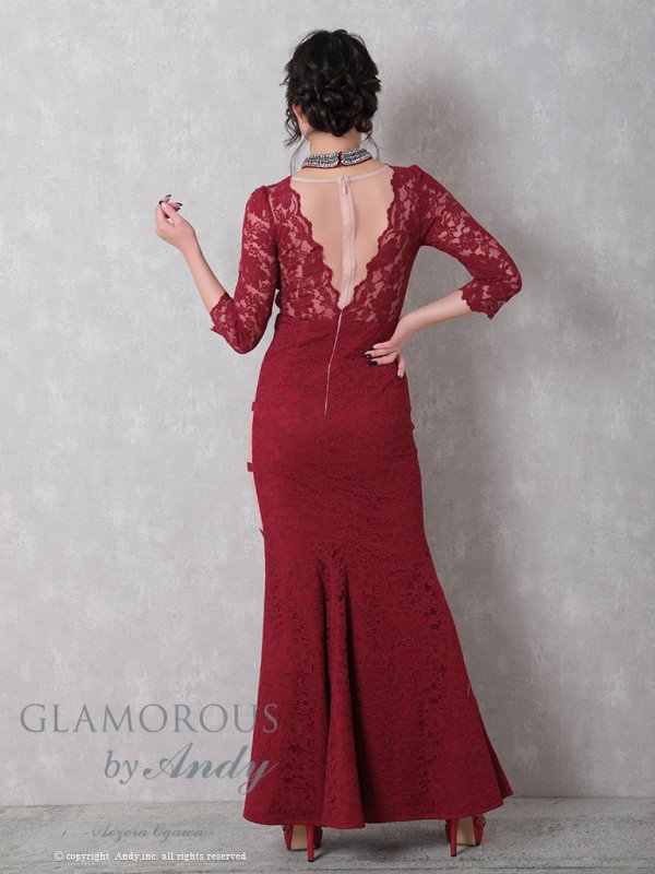 画像16: 【GLAMOROUS ANDY Fashion Press 09 COLLECTION 04】総レース/ シアー/ 七分袖/ 長袖/ 袖あり/ Vネック/ ロングドレス/ キャバドレス long[OF05] (16)