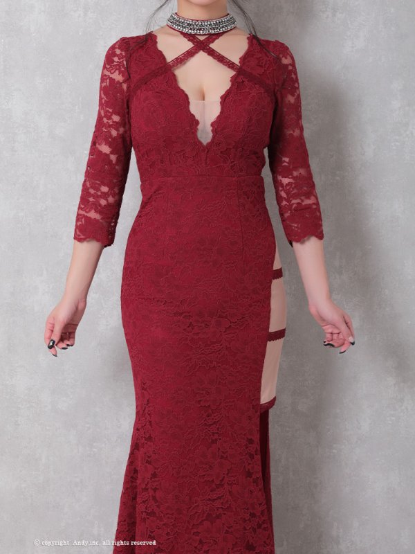 画像14: 【GLAMOROUS ANDY Fashion Press 09 COLLECTION 04】総レース/ シアー/ 七分袖/ 長袖/ 袖あり/ Vネック/ ロングドレス/ キャバドレス long[OF05] (14)