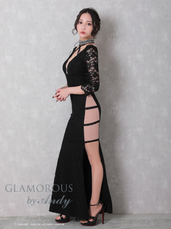 画像9: 【GLAMOROUS ANDY Fashion Press 09 COLLECTION 04】総レース/ シアー/ 七分袖/ 長袖/ 袖あり/ Vネック/ ロングドレス/ キャバドレス long[OF05] (9)