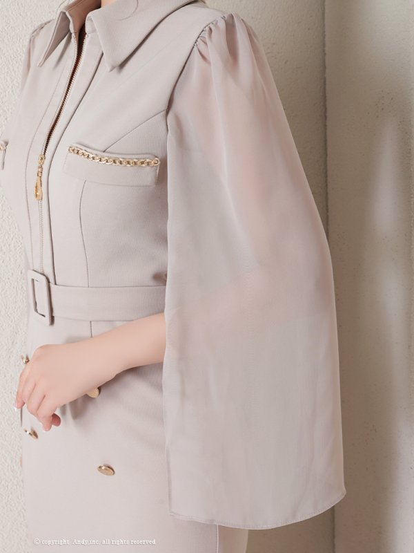 画像32: 【GLAMOROUS ANDY Fashion Press 11 COLLECTION 02】スリットスリーブジャケット/ 襟付き/ ジップ/ チェーンパイピング/ スリットスカート/ タイト/ ミニドレス/ キャバドレス[OF05] (32)