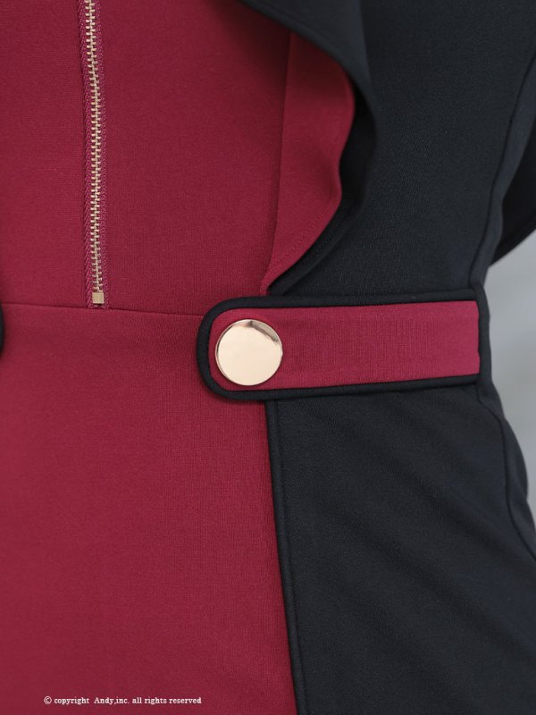 画像14: 【Andy GLAMOROUS/アンディグラマラス】バイカラー/ 切り替えデザイン/ フリル/ フロントジップ/ タイト/ ミニドレス/ キャバドレス[OF05] (14)