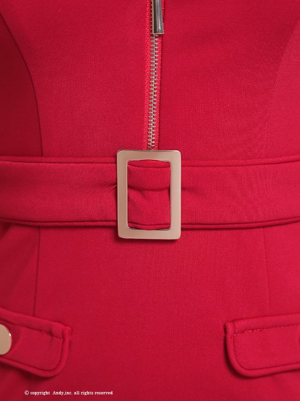 画像28: 【GLAMOROUS ANDY Fashion Press 13 COLLECTION 02】襟付き/ ハイネック/ シフォンスリーブ/ フロントジップ/ ワンカラー/ ベルトデザイン/ タイト/ ミニドレス/ キャバドレス[OF05] (28)