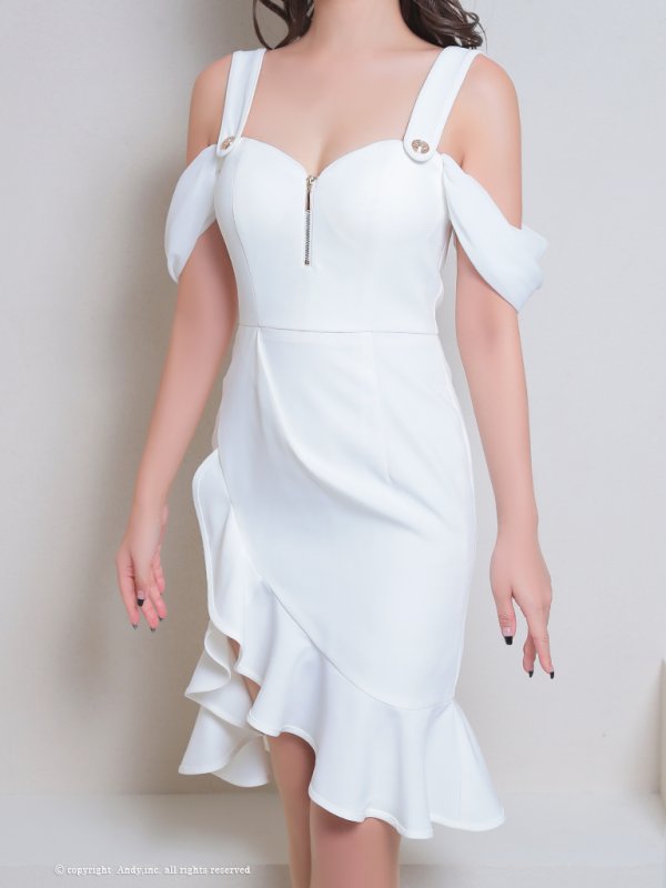 画像22: XSサイズあり【GLAMOROUS ANDY Fashion Press 13 COLLECTION 03】ワンカラー/ フロントジップ/ ボタン/ フリル/ テールカット/ タイト/ ミニドレス/ キャバドレス[OF05] (22)