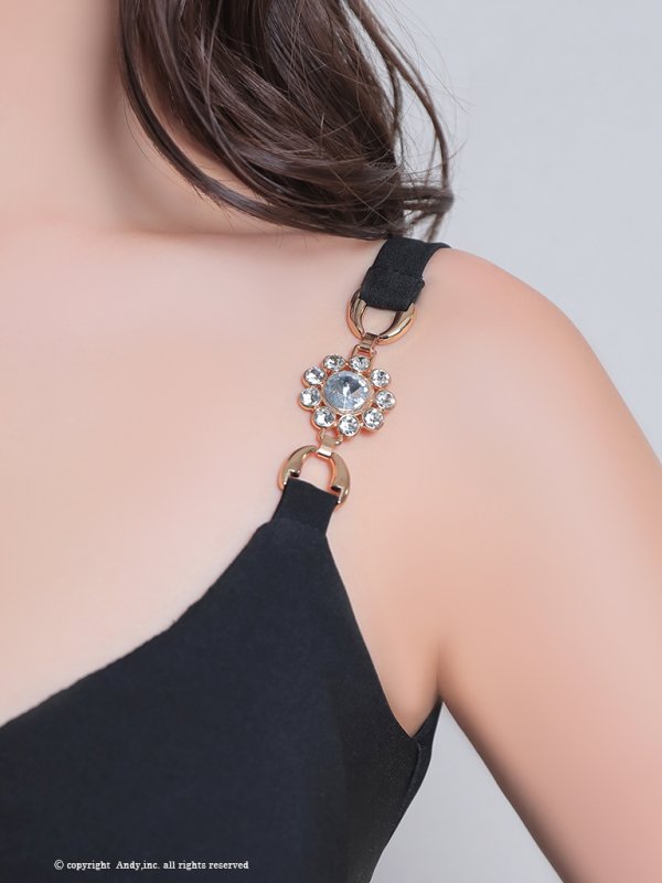 画像11: XSサイズあり【Andy GLAMOROUS/アンディグラマラス】ワンカラー/ キャミソール/ フリル/ ストレッチ/ フレア/ スリット/ ミディアムドレス/ キャバドレス[OF05] (11)