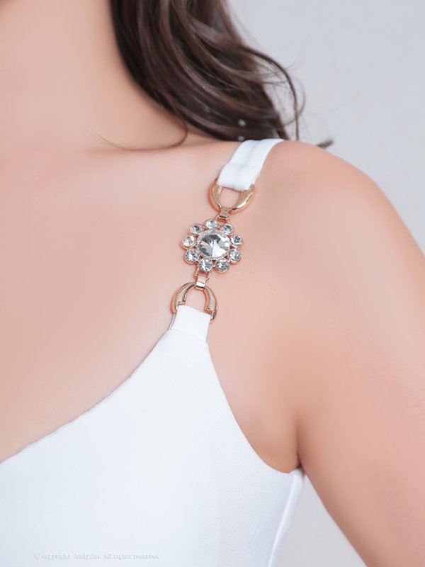 画像5: XSサイズあり【Andy GLAMOROUS/アンディグラマラス】ワンカラー/ キャミソール/ フリル/ ストレッチ/ フレア/ スリット/ ミディアムドレス/ キャバドレス[OF05] (5)