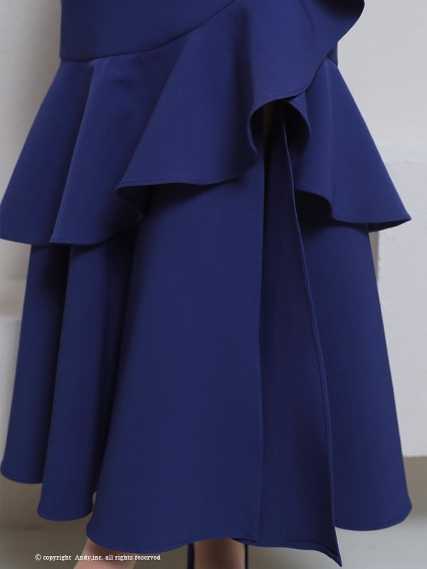 画像24: XSサイズあり【Andy GLAMOROUS/アンディグラマラス】ワンカラー/ キャミソール/ フリル/ ストレッチ/ フレア/ スリット/ ミディアムドレス/ キャバドレス[OF05] (24)