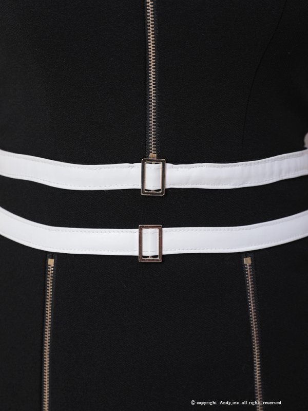 画像22: XSサイズあり【Andy GLAMOROUS/アンディグラマラス】フロントジップ/ ラインデザイン/ ストレッチ/ 襟付き/ 半袖/ タイト/ ミニドレス/ キャバドレス[OF05] (22)