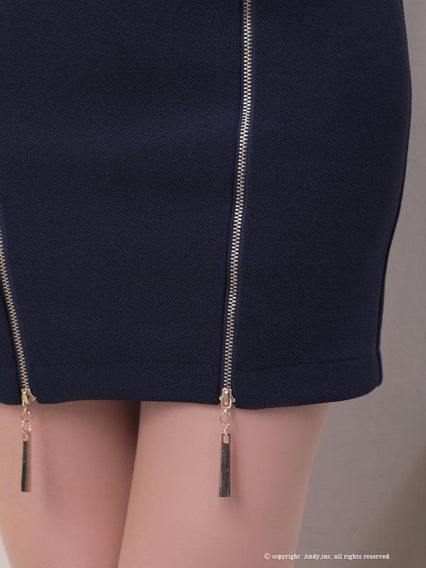 画像7: XSサイズあり【Andy GLAMOROUS/アンディグラマラス】フロントジップ/ ラインデザイン/ ストレッチ/ 襟付き/ 半袖/ タイト/ ミニドレス/ キャバドレス[OF05] (7)